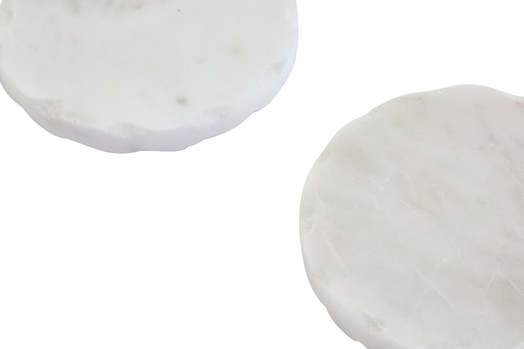 Seaway White Marble Rustic Edge Coasters - Set of 4