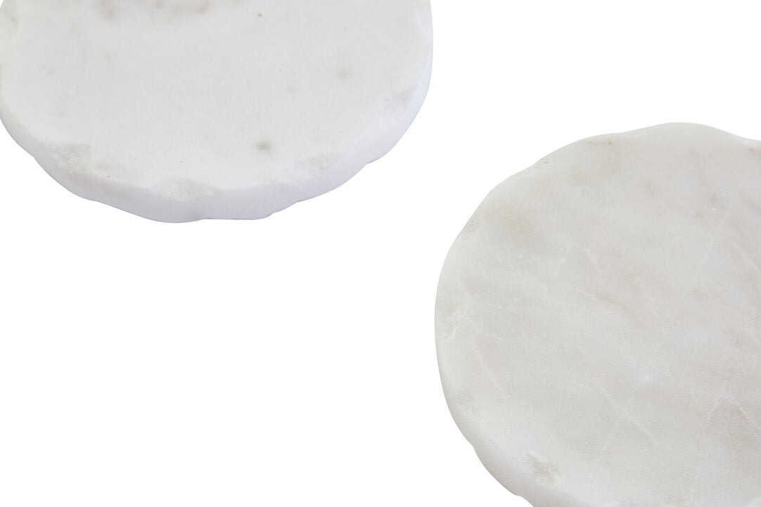 Seaway White Marble Rustic Edge Coasters - Set of 4