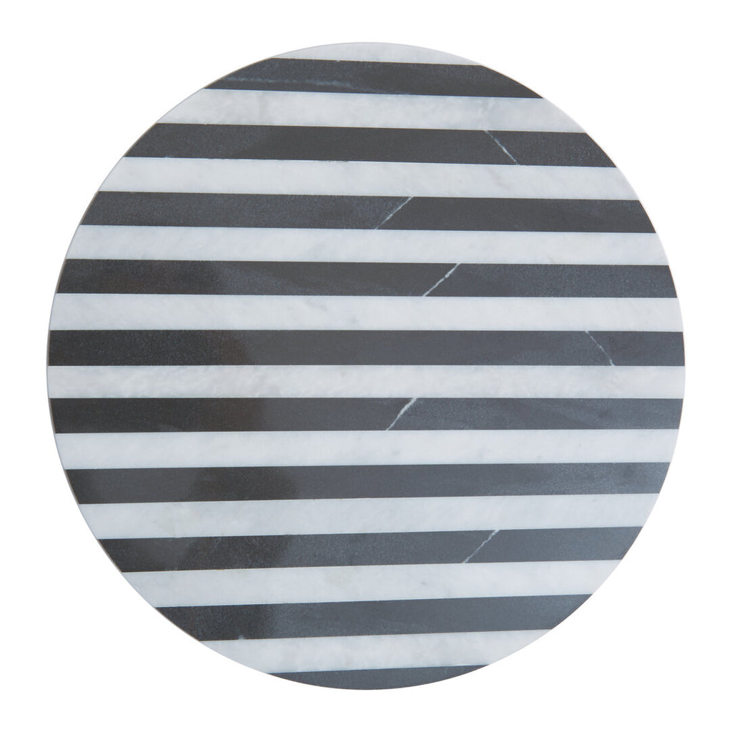 Vesta Round Marble Cheese Board - Black & White