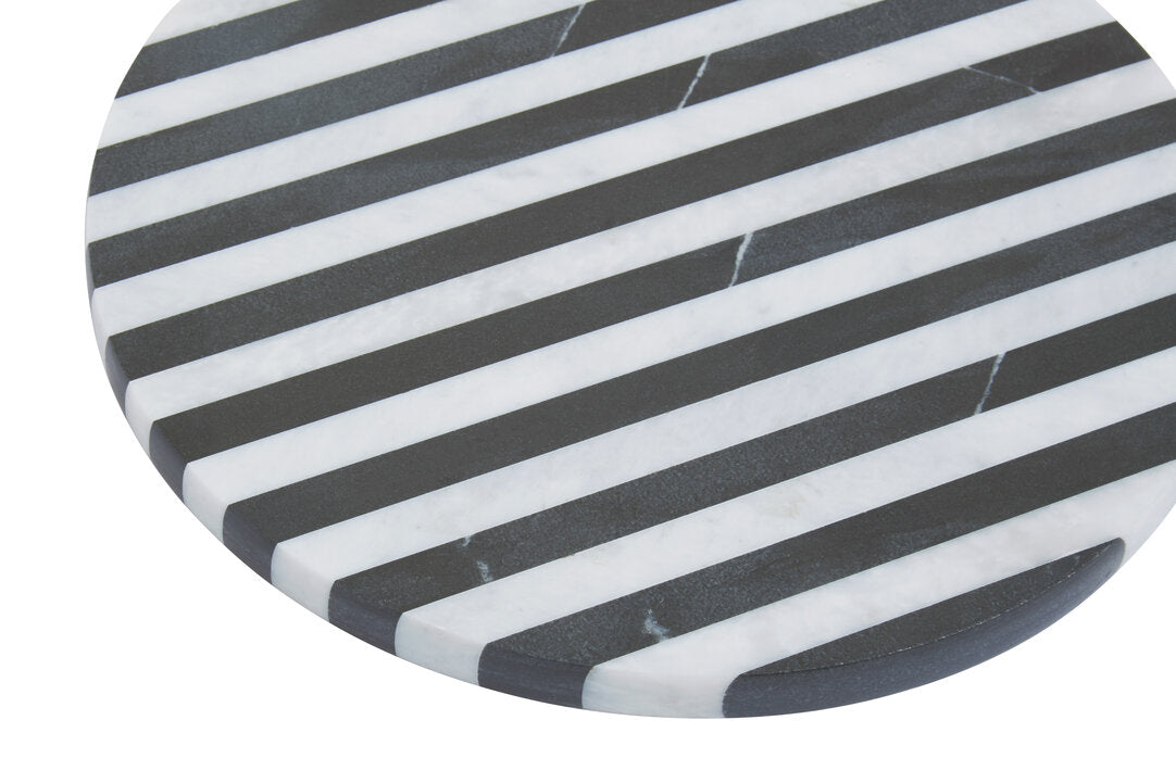 Vesta Round Marble Cheese Board - Black & White