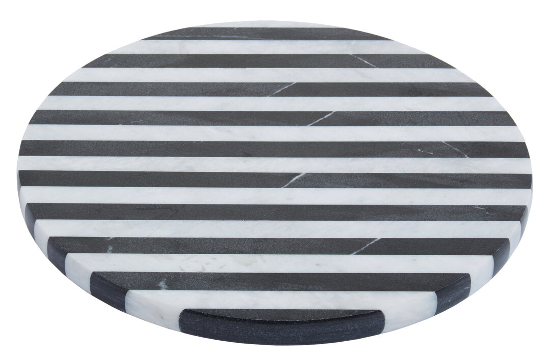 Vesta Round Marble Cheese Board - Black & White