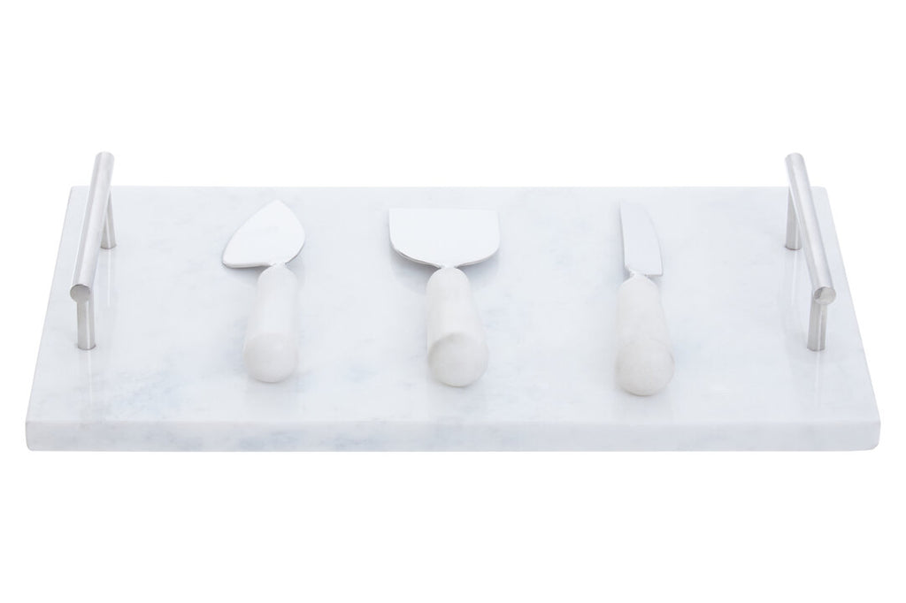 Arven Cheese Board & Knife Set - White Marble