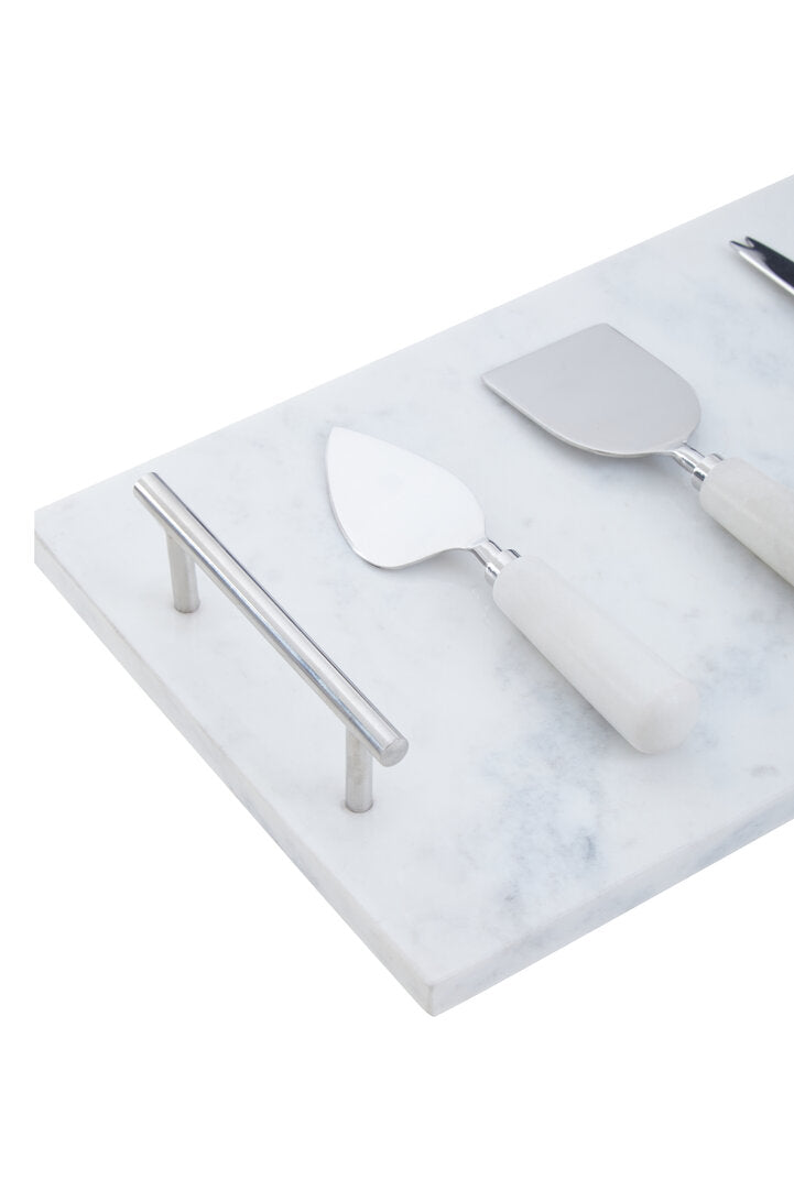 Arven Cheese Board & Knife Set - White Marble
