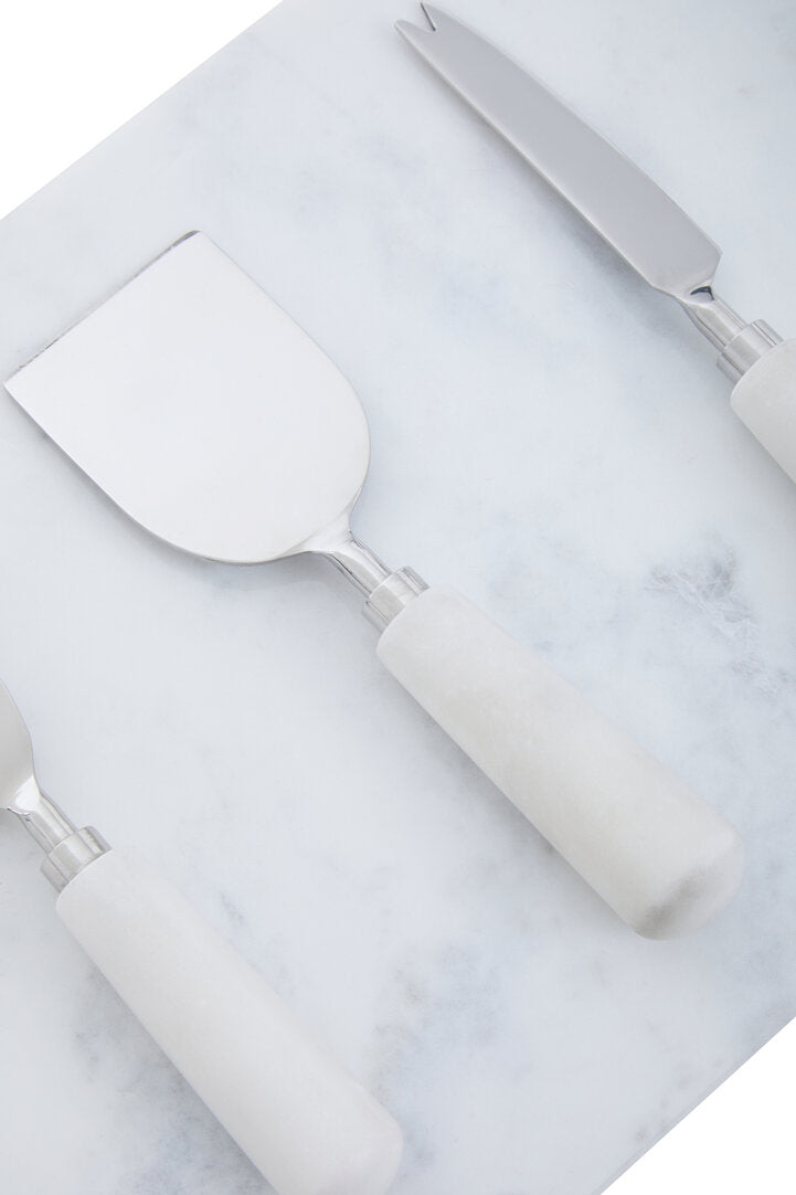 Arven Cheese Board & Knife Set - White Marble