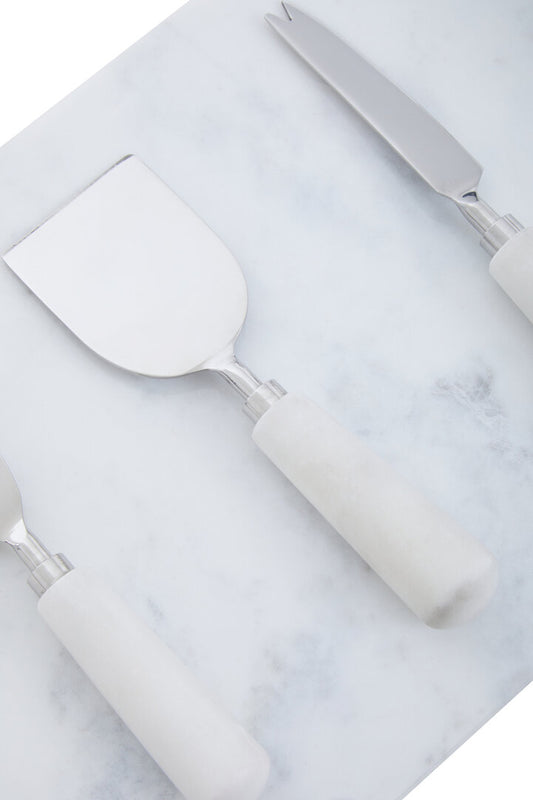 Arven Cheese Board & Knife Set - White Marble