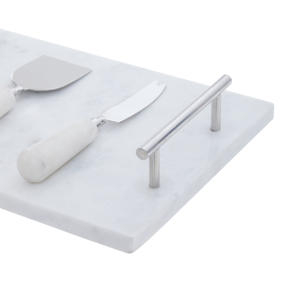 Arven Cheese Board & Knife Set - White Marble