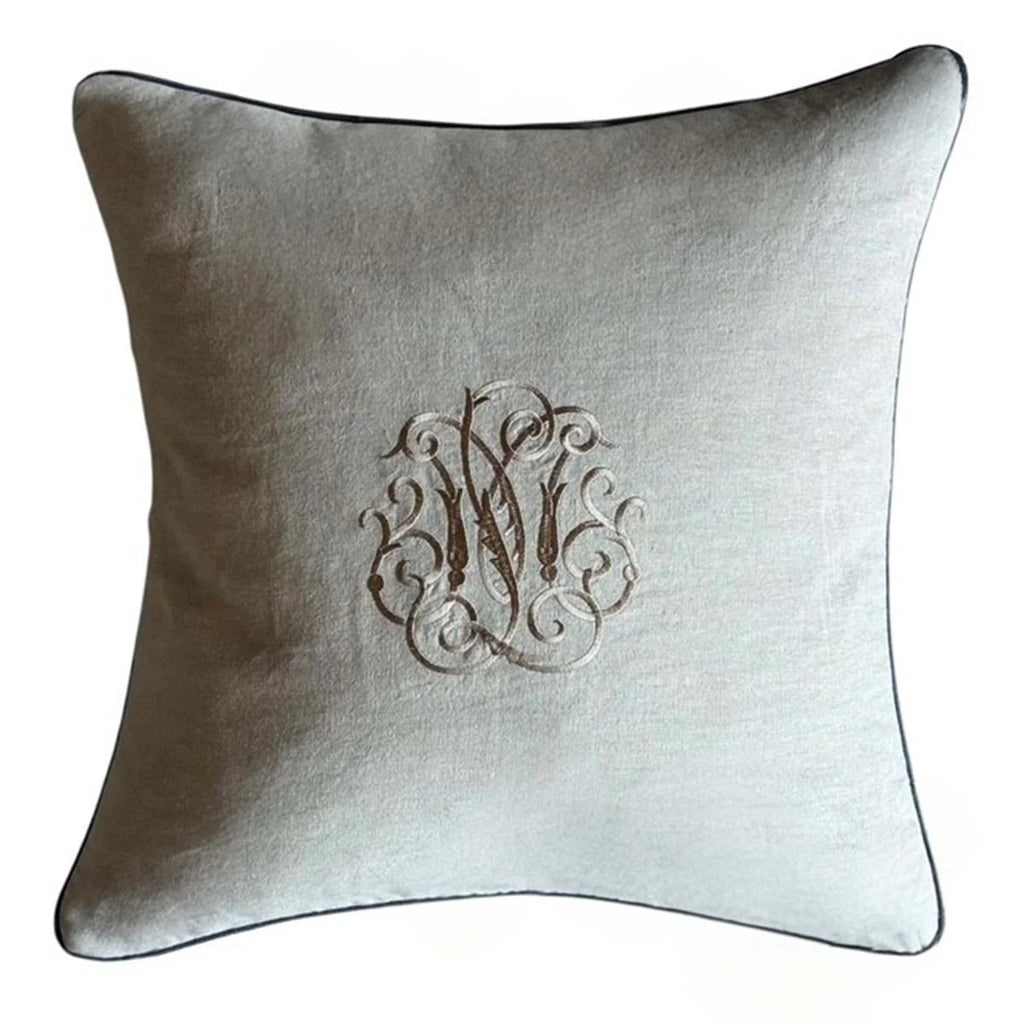 Mariner Emblem Linen Cushion – Taupe & Charcoal