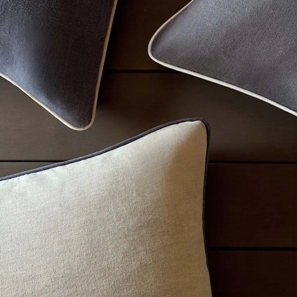 Mariner Emblem Linen Cushion – Taupe & Charcoal