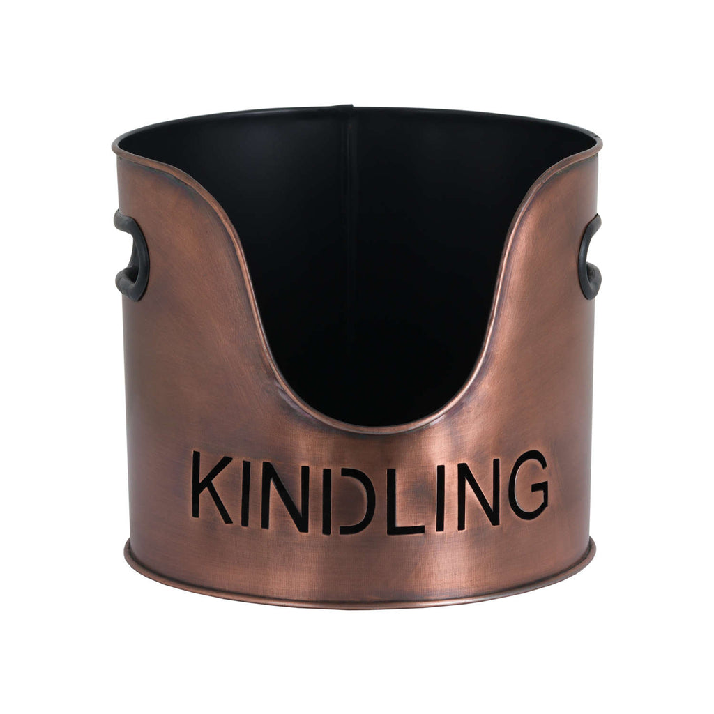 Iona Copper Finish Logs And Kindling Buckets & Matchstick Holder
