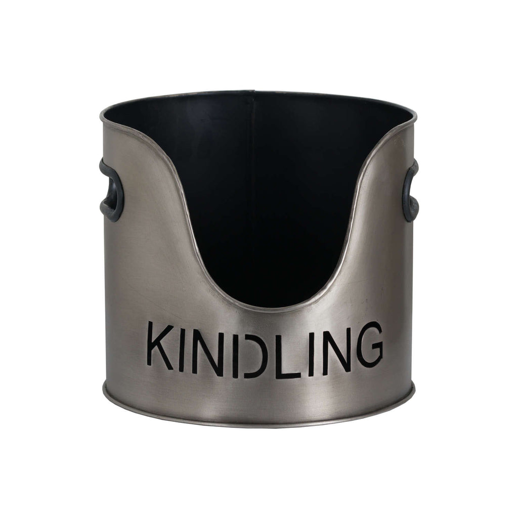 Dahlia Pewter Finish Logs And Kindling Buckets & Matchstick Holder