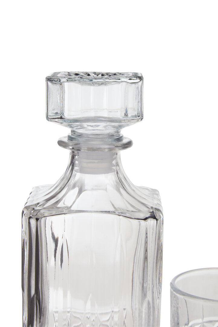 Quay Diamond Pattern Decanter With Four Glasses