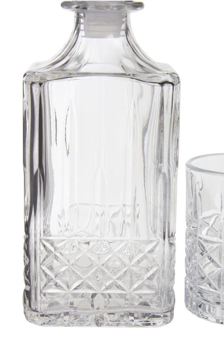 Quay Diamond Pattern Decanter With Four Glasses