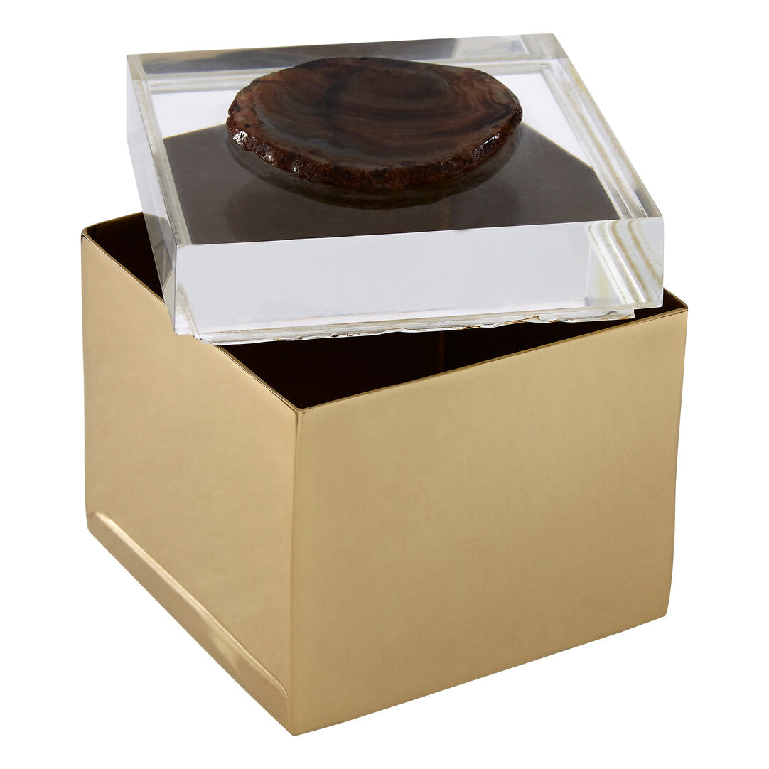 Sable Agate & Gold Trinket Box - Small