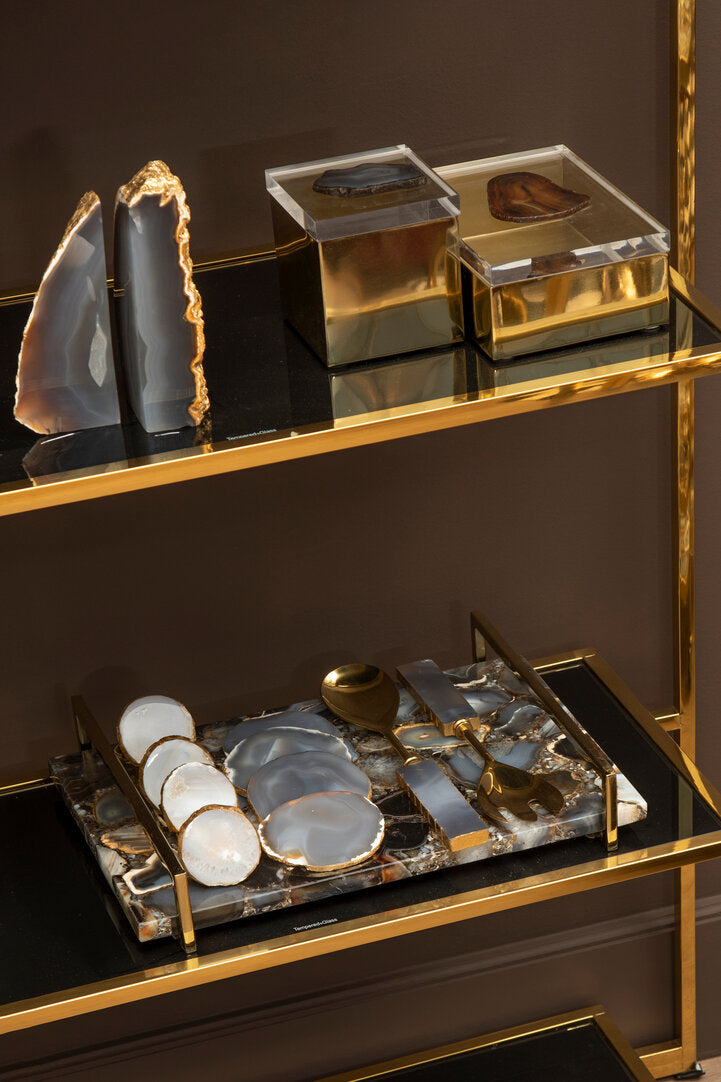 Sable Agate & Gold Trinket Box - Small