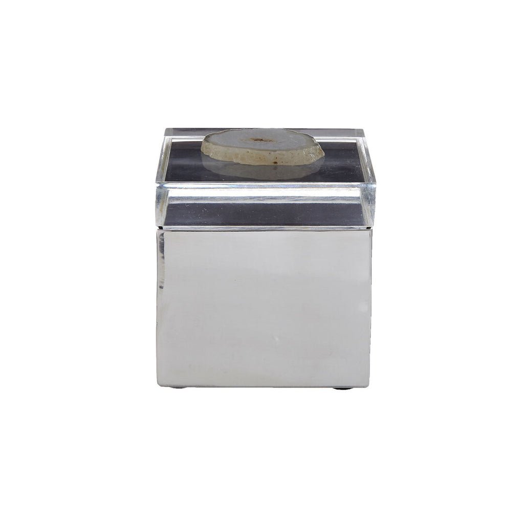 Sable White Agate Trinket Box - Small