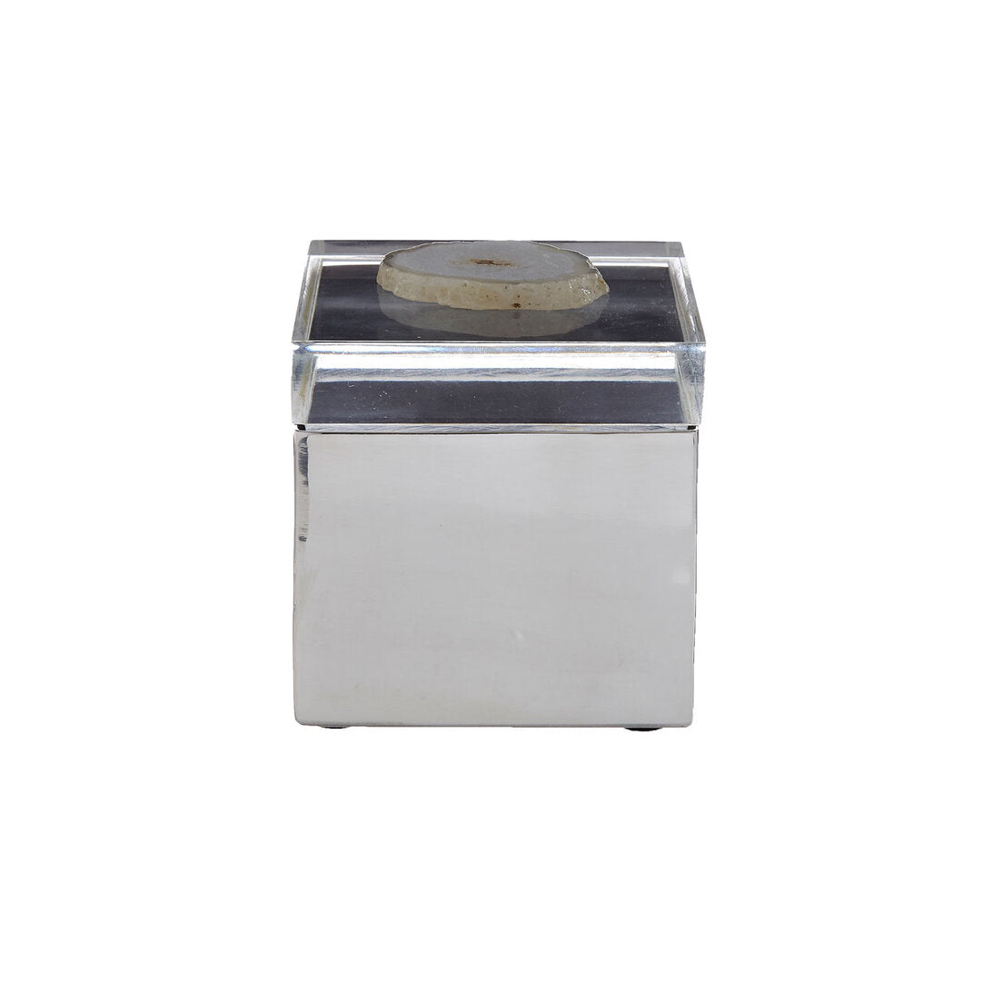 Sable White Agate Trinket Box - Small