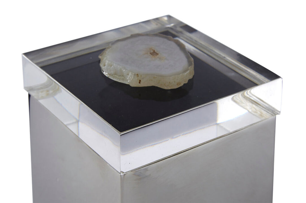 Sable White Agate Trinket Box - Small