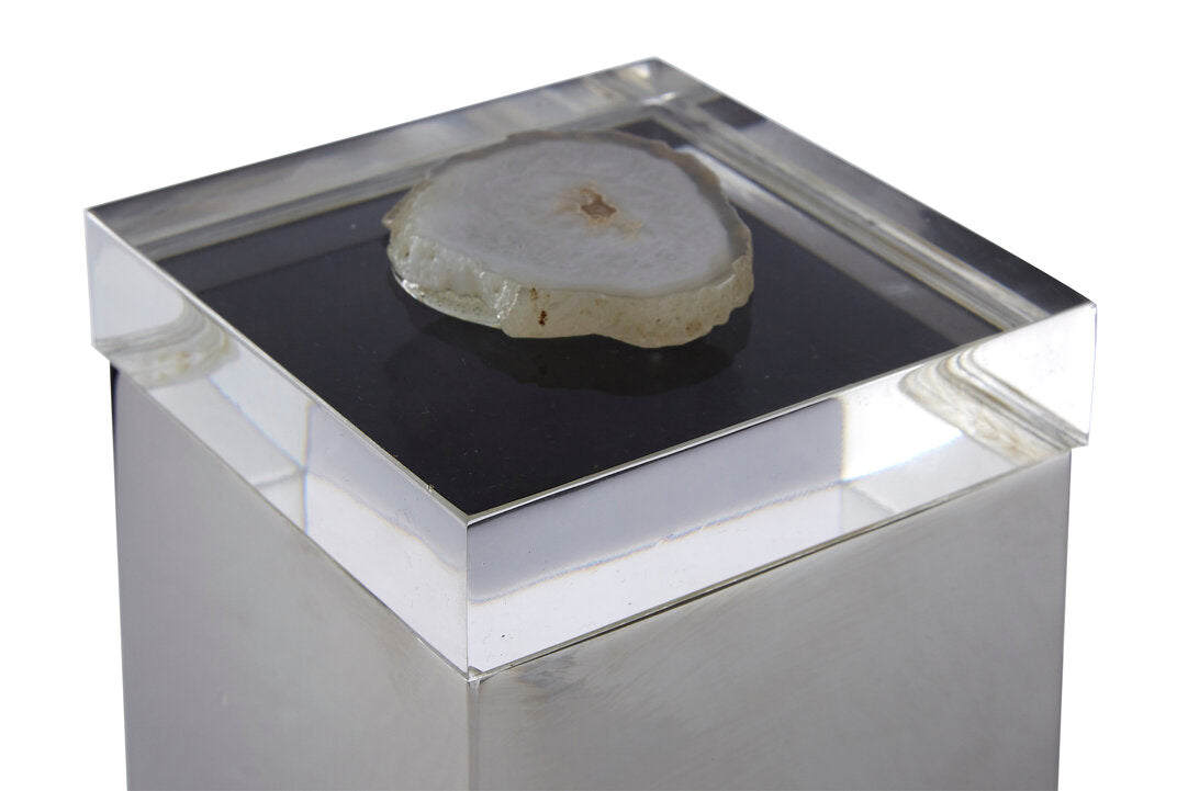 Sable White Agate Trinket Box - Small
