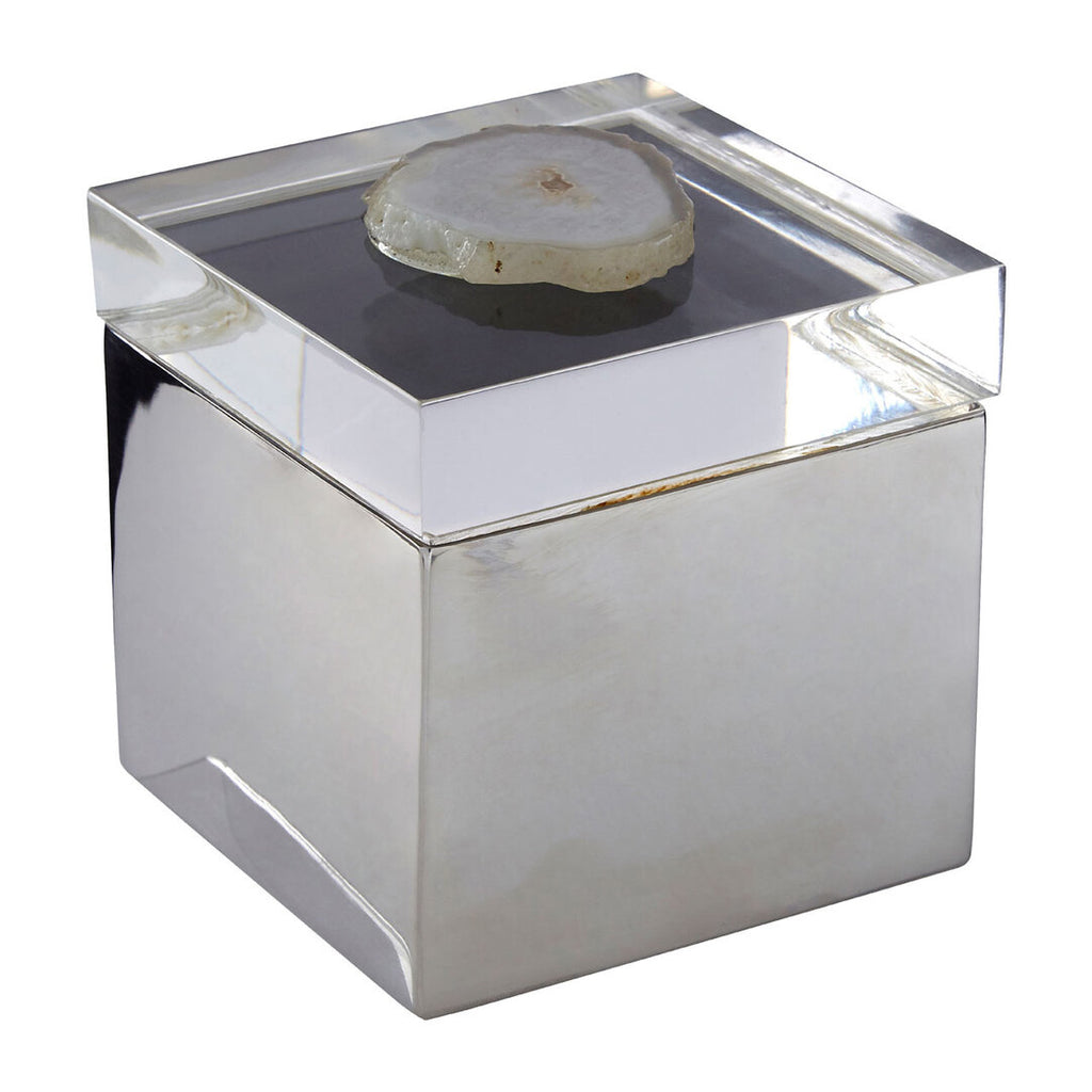 Sable White Agate Trinket Box - Small