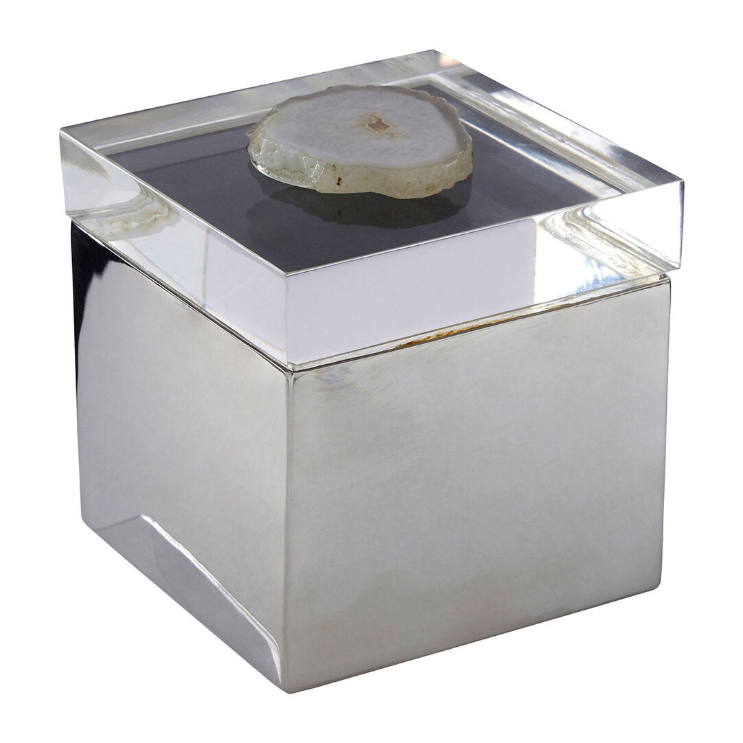 Sable White Agate Trinket Box - Small