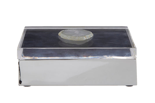 Sable White Agate Trinket Box - Large