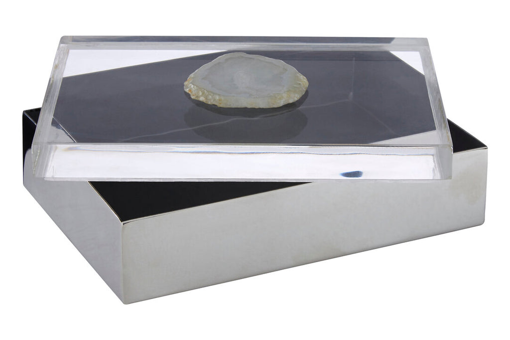 Sable White Agate Trinket Box - Large