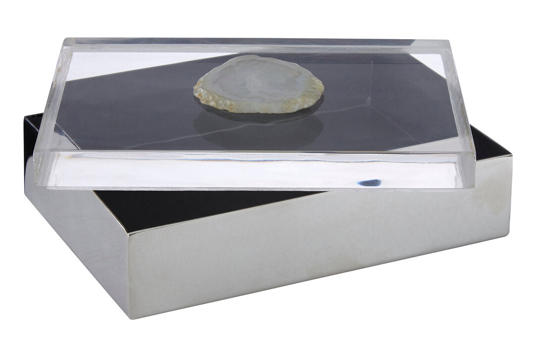 Sable White Agate Trinket Box - Large