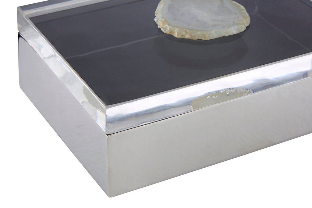 Sable White Agate Trinket Box - Large