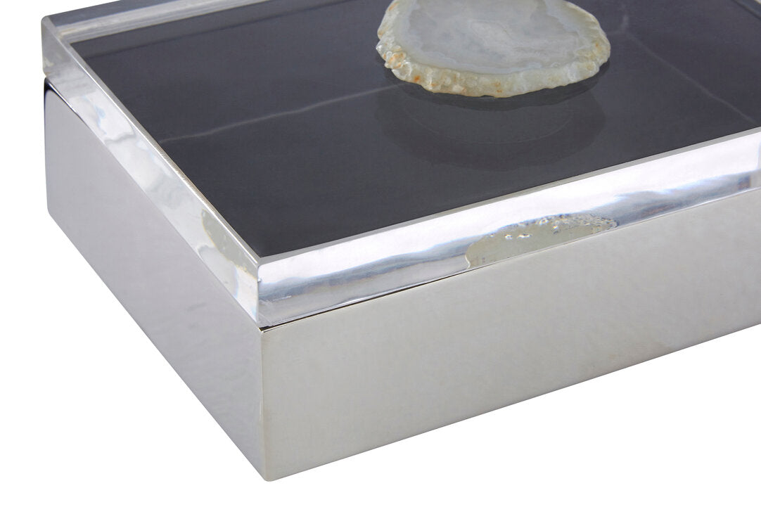Sable White Agate Trinket Box - Large