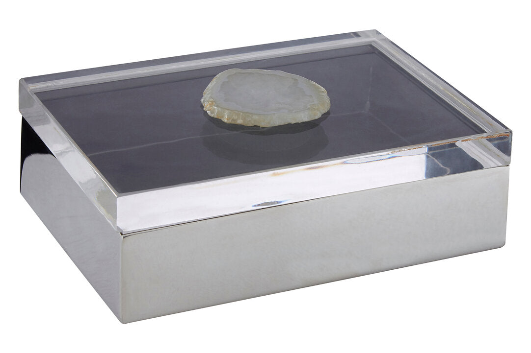 Sable White Agate Trinket Box - Large