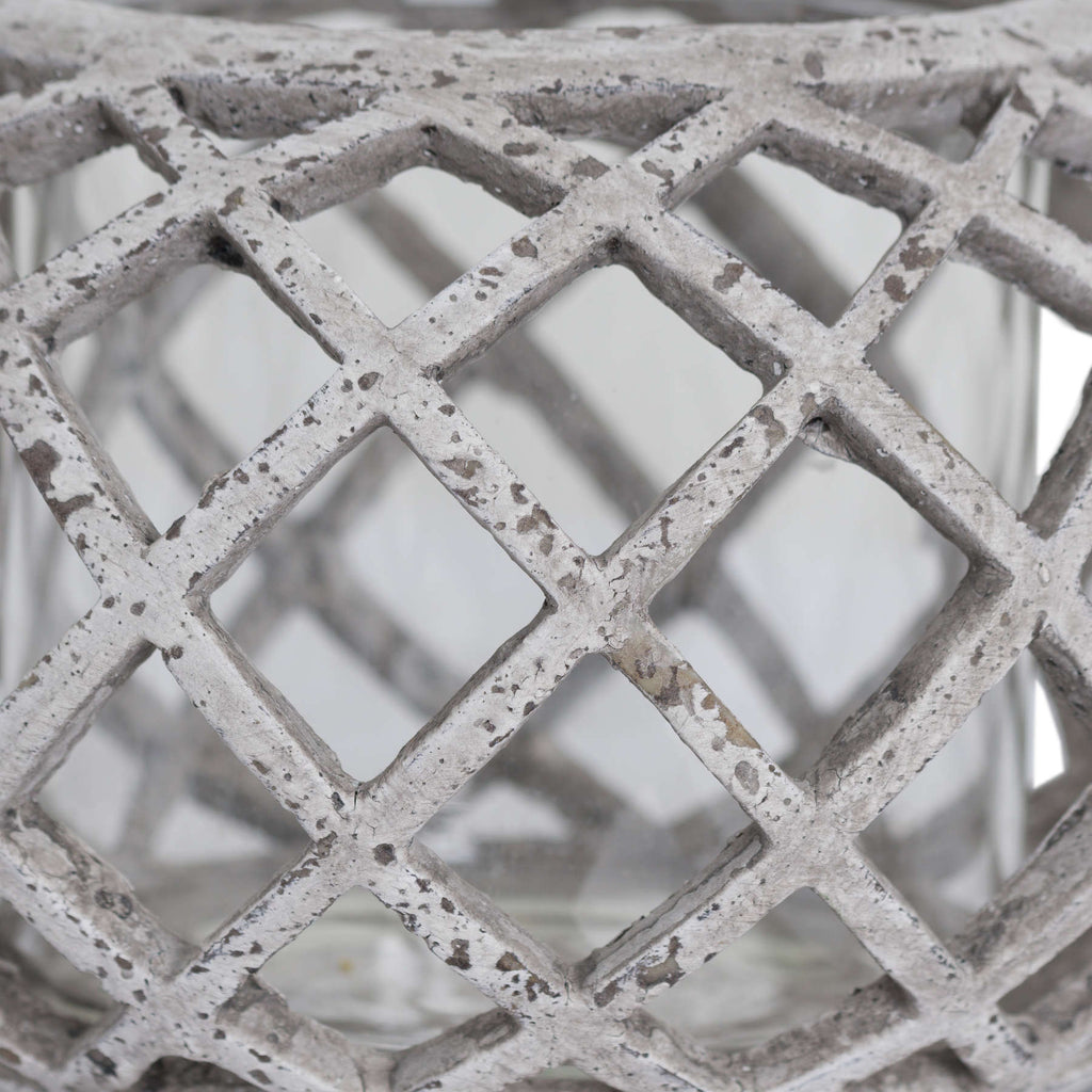 Inglewood Ceramic Lattice Hurricane Lantern