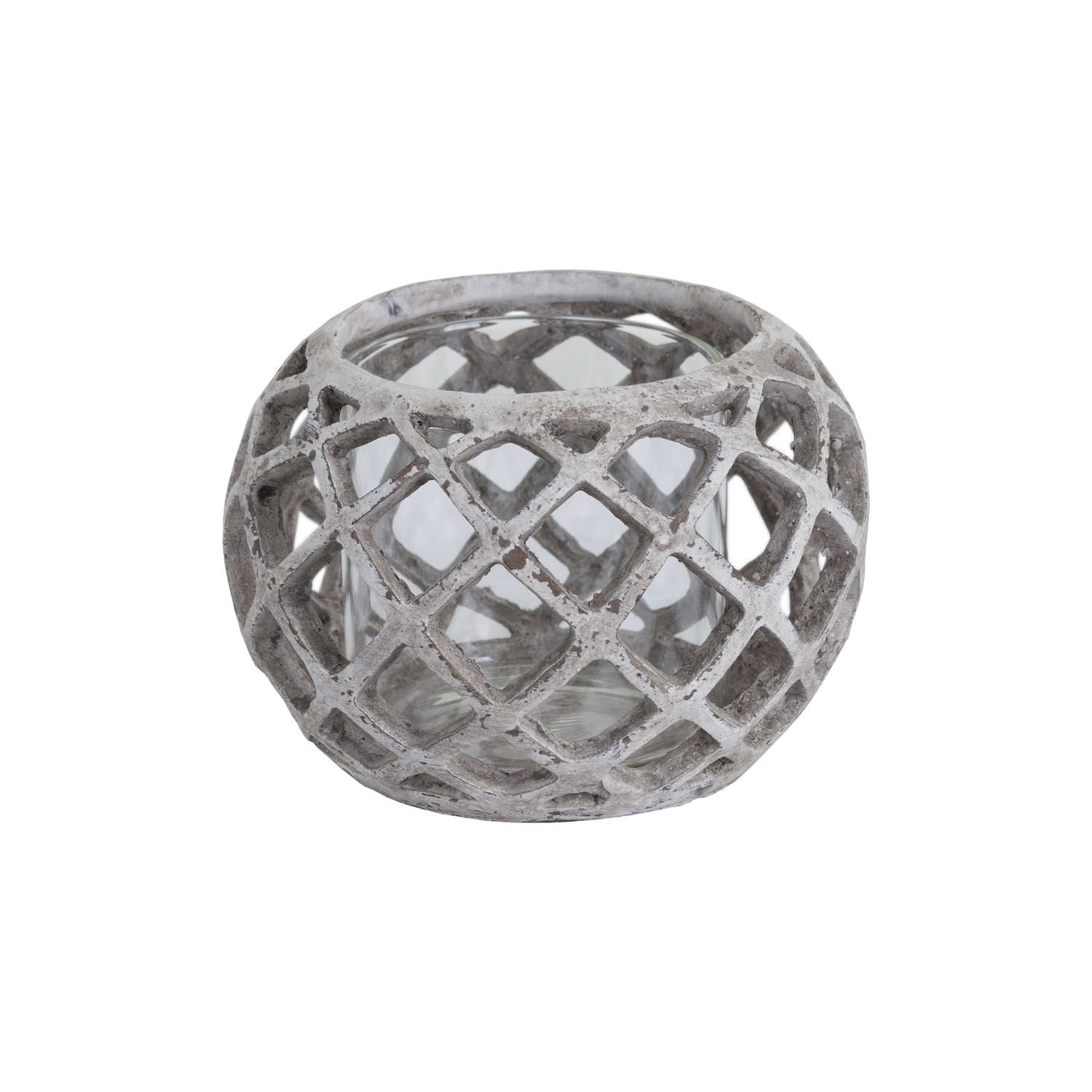 Round Ceramic Lattice Hurricane Lantern - Large