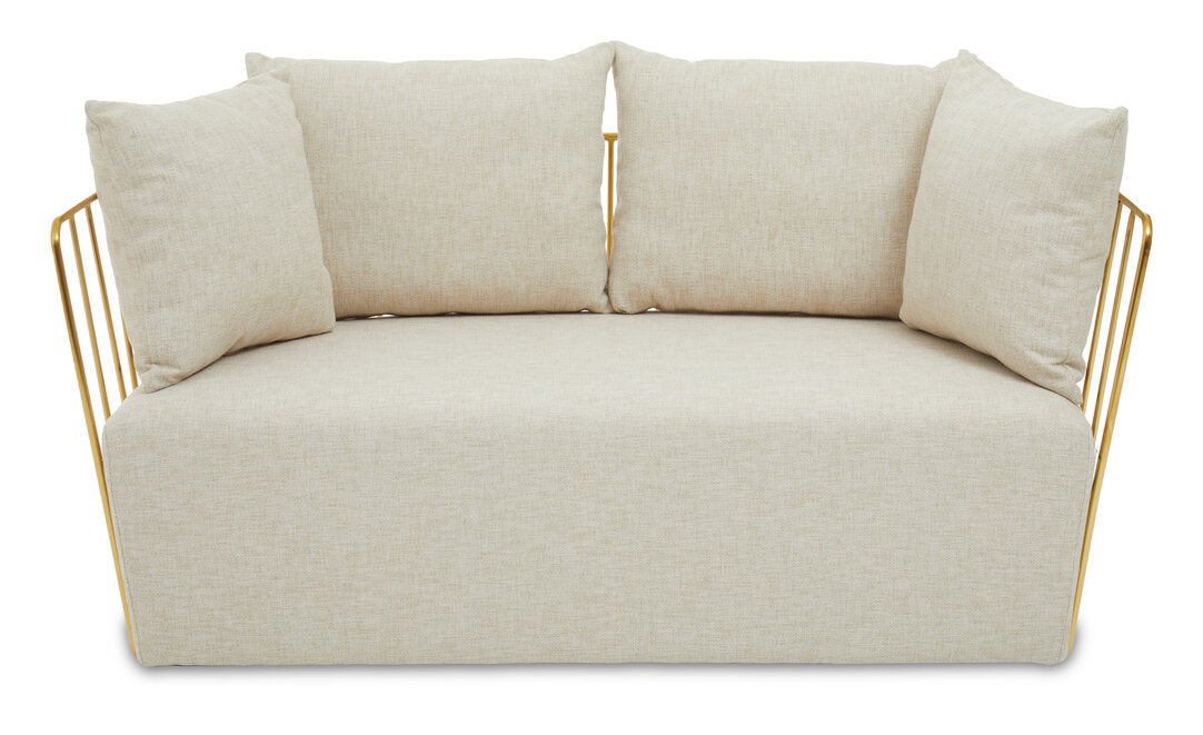 Senta 2 Seater Sofa - Natural & Gold