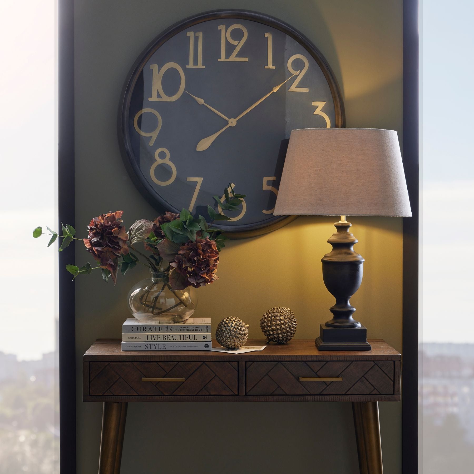 Terra Brass And Black Large Clock