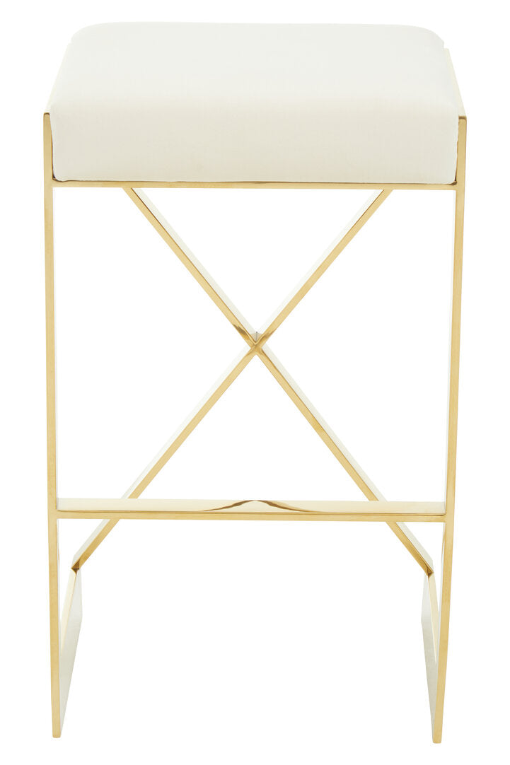 Senta Bar Stool - Gold & Ivory Velvet