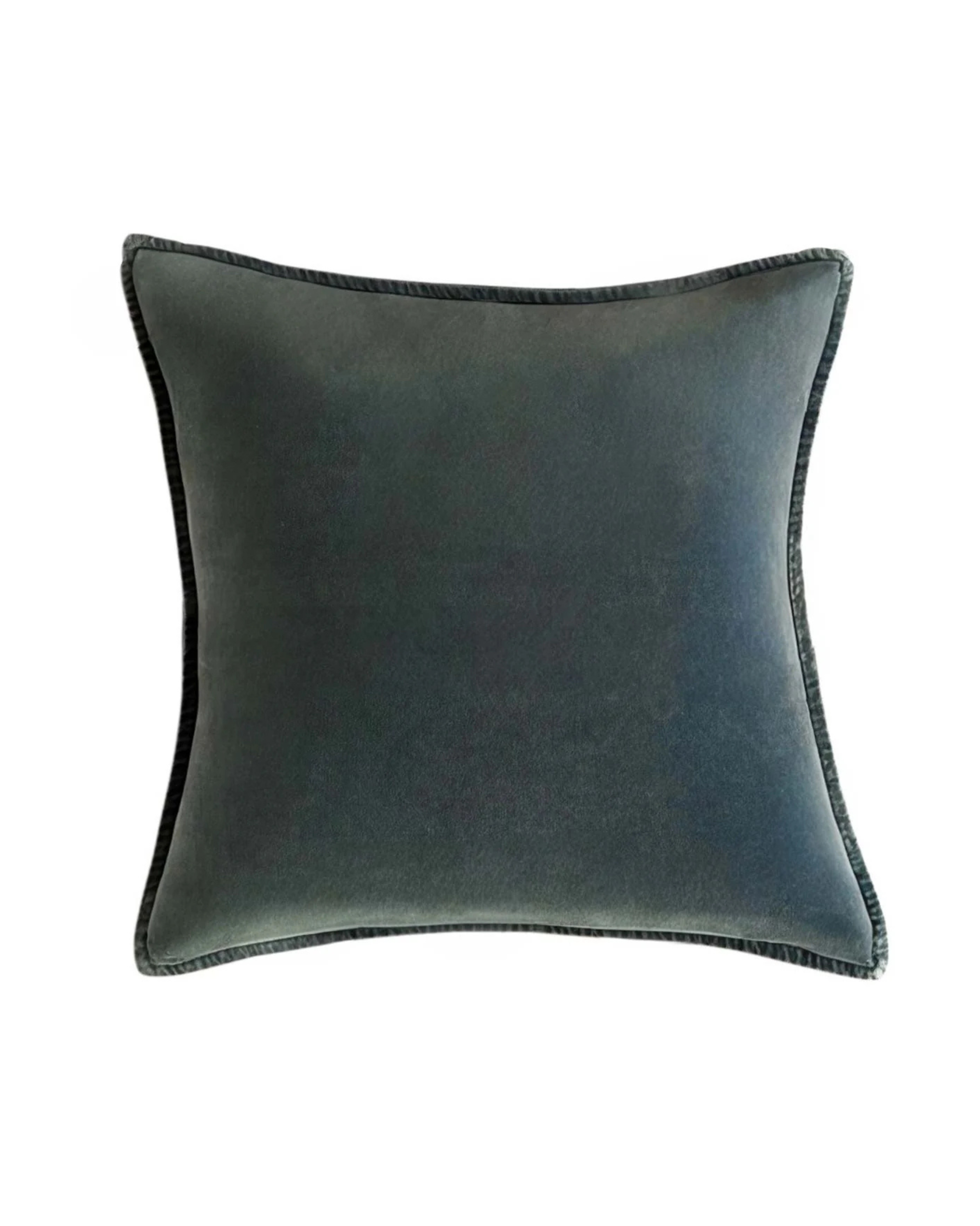 Harbour Stonewashed Velvet Cushion - Olive