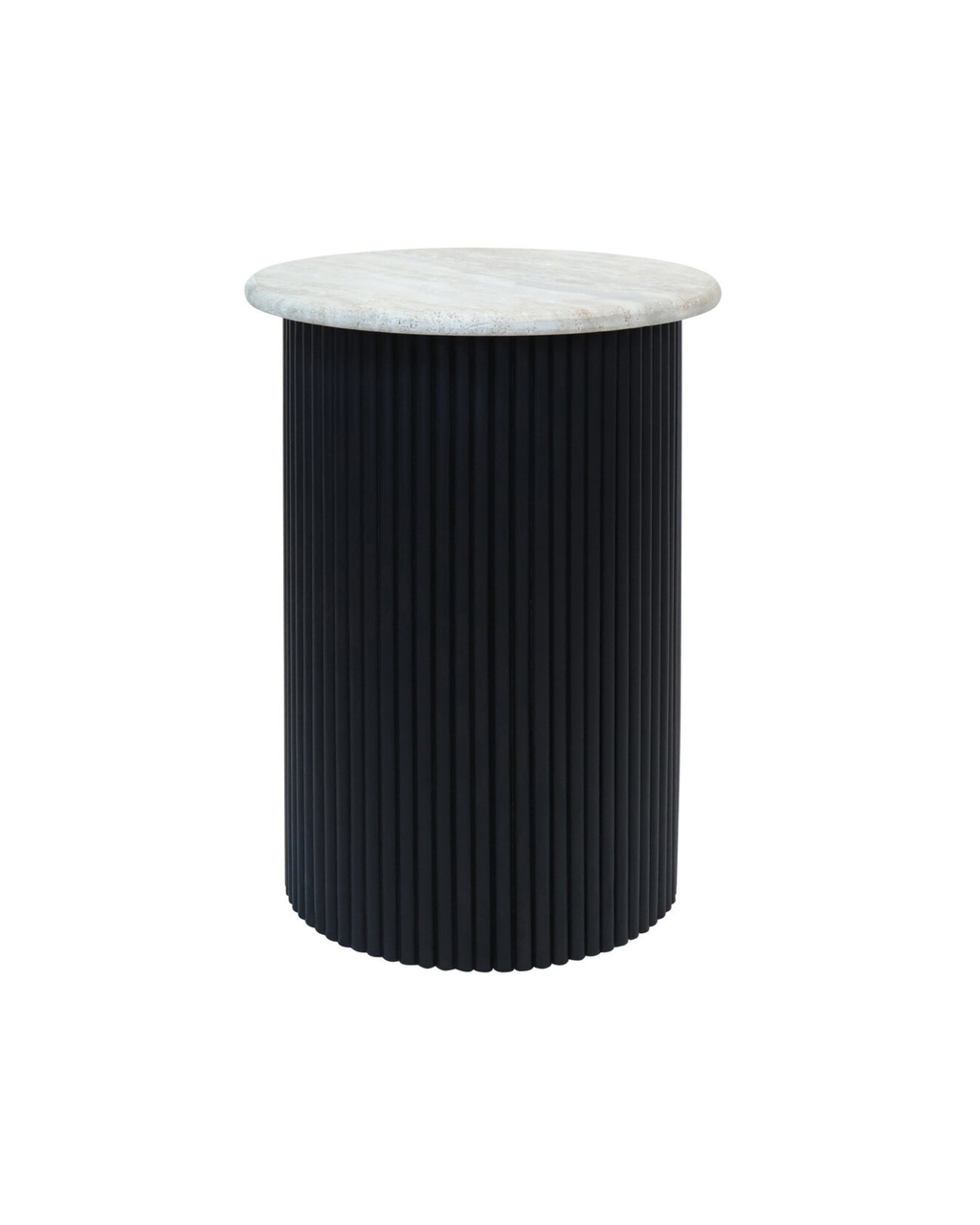 Cove Side Table - Travertine & Black