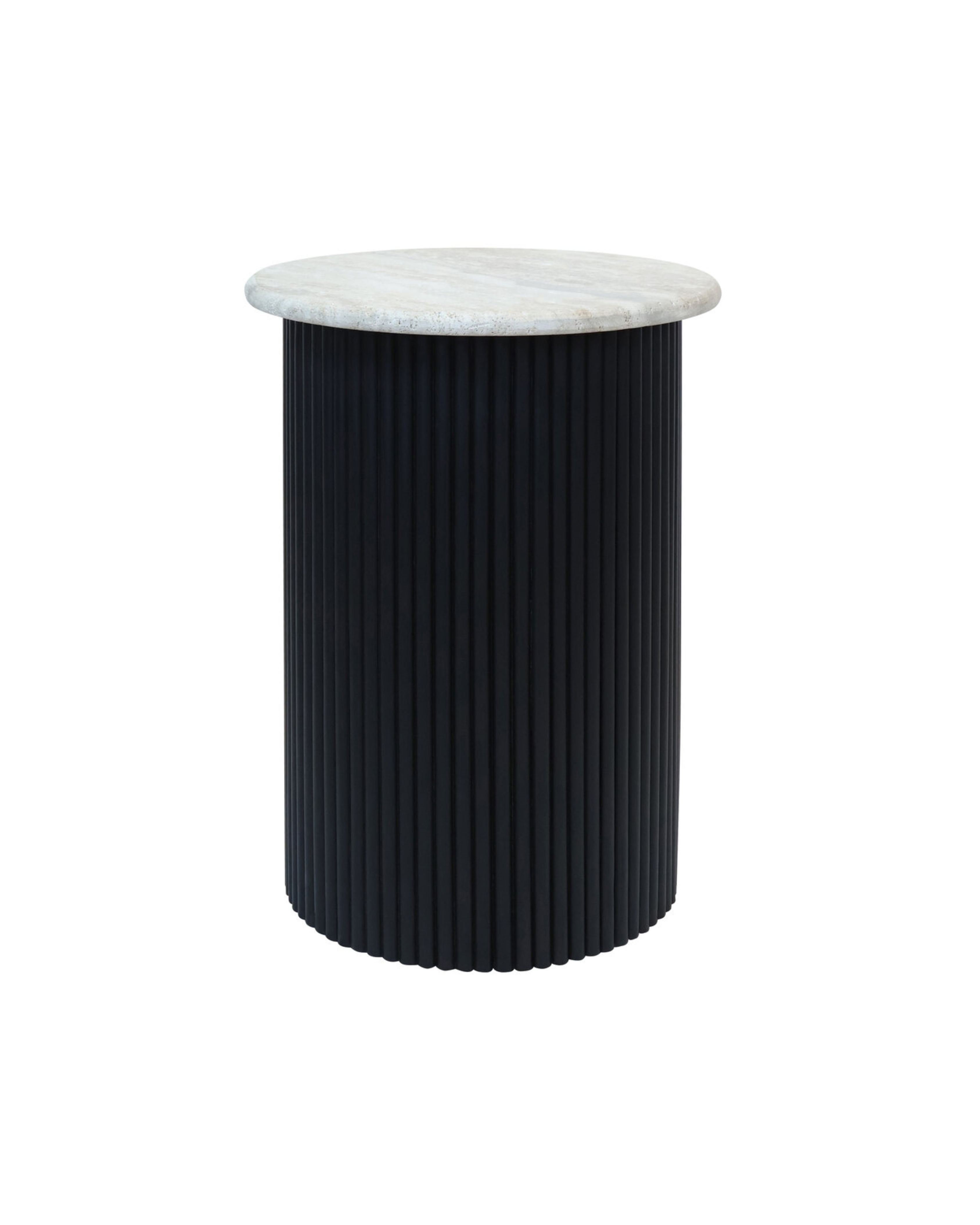 Cove Side Table - Travertine & Black