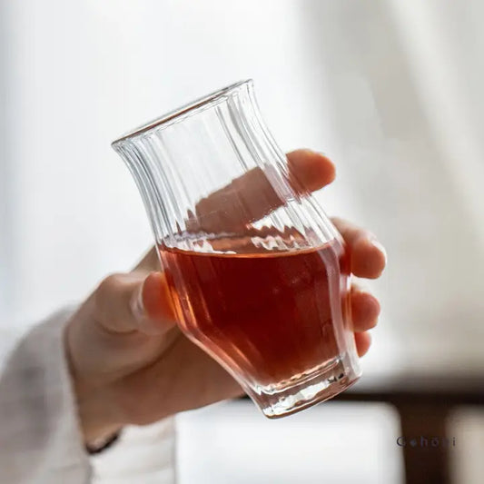 Gohobi Handmade Striped Glass Aroma Tea Cup - Set of 4