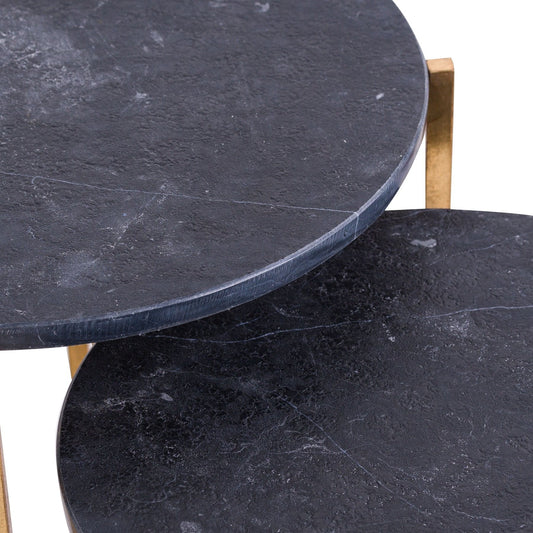 Isabel Set Of 2 Gold And Black Marble Tables