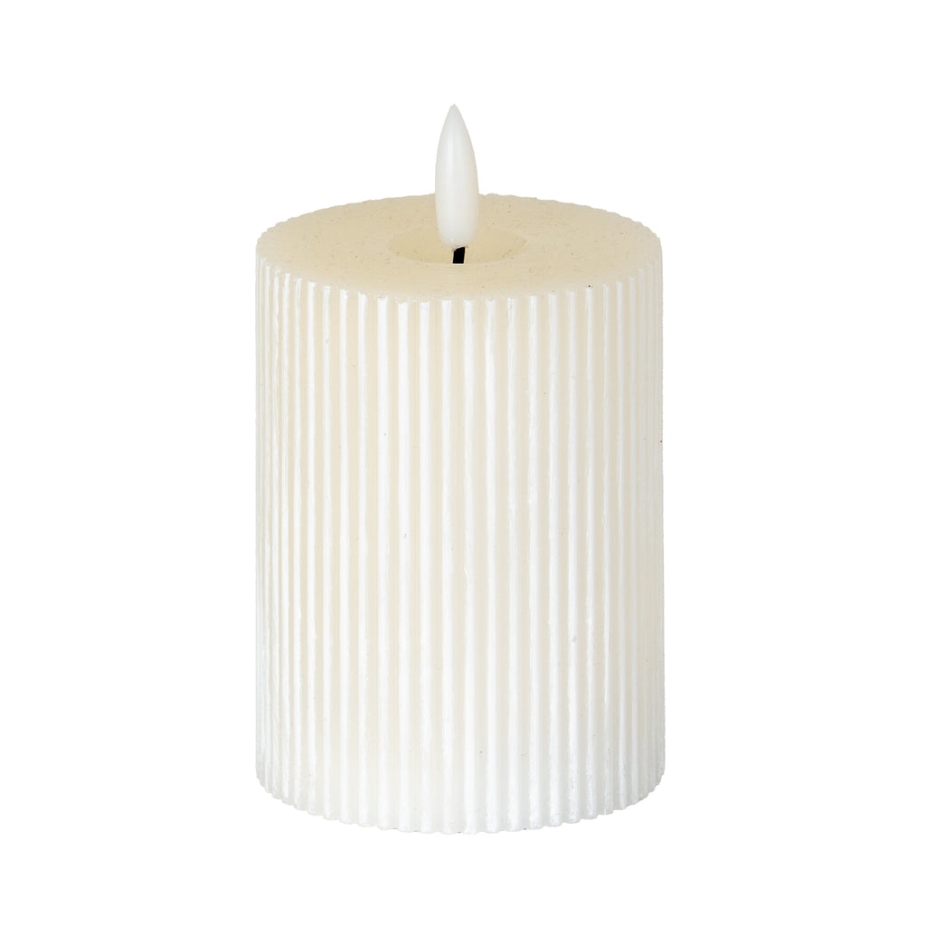 Harper Natural Glow 3x4 Textured Ribbed LED Candle