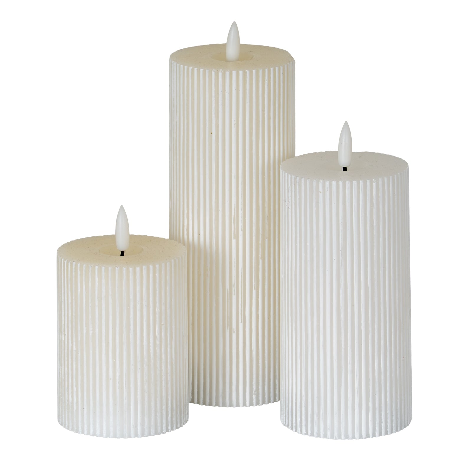 Harper Natural Glow 3x8 Textured Ribbed LED Candle
