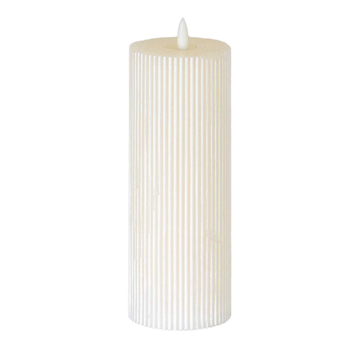 Harper Natural Glow 3x8 Textured Ribbed LED Candle