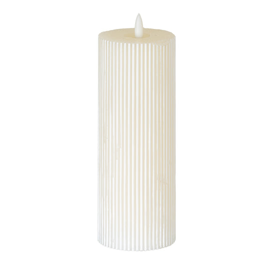 Harper Natural Glow 3x8 Textured Ribbed LED Candle
