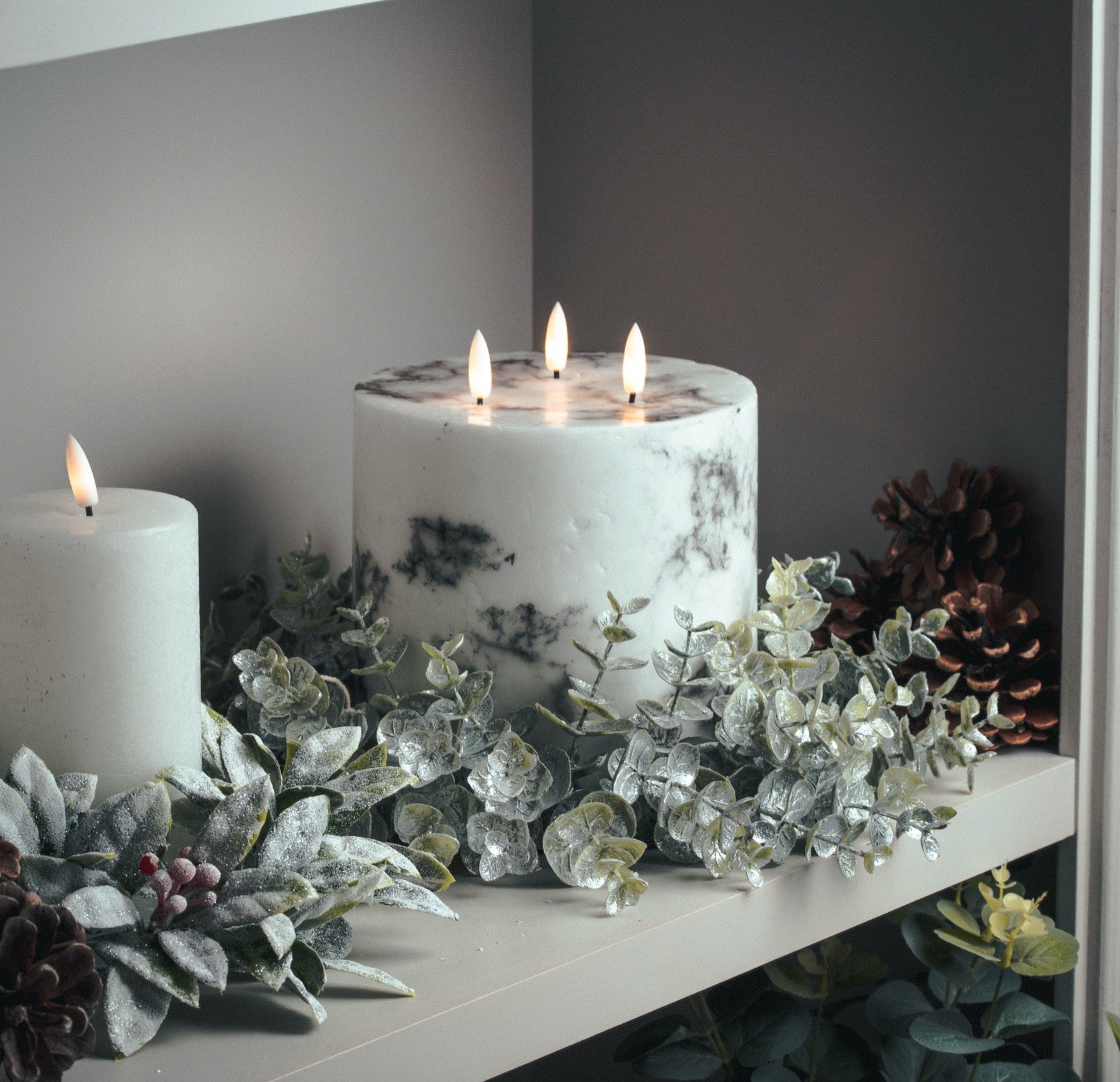 Harper Natural Glow 6x6 Marble Effect LED Candle