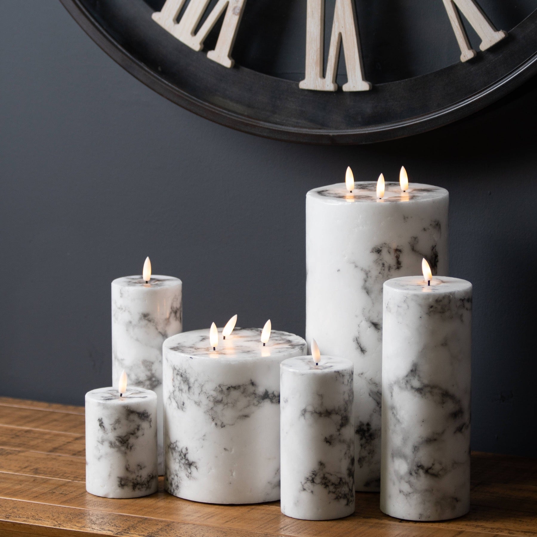 Harper Natural Glow 6x12 Marble Effect LED Candle