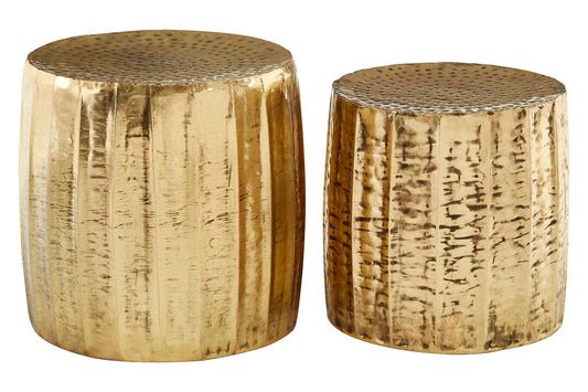 Josiah Antique Brass Finish Side Tables - Set of 2