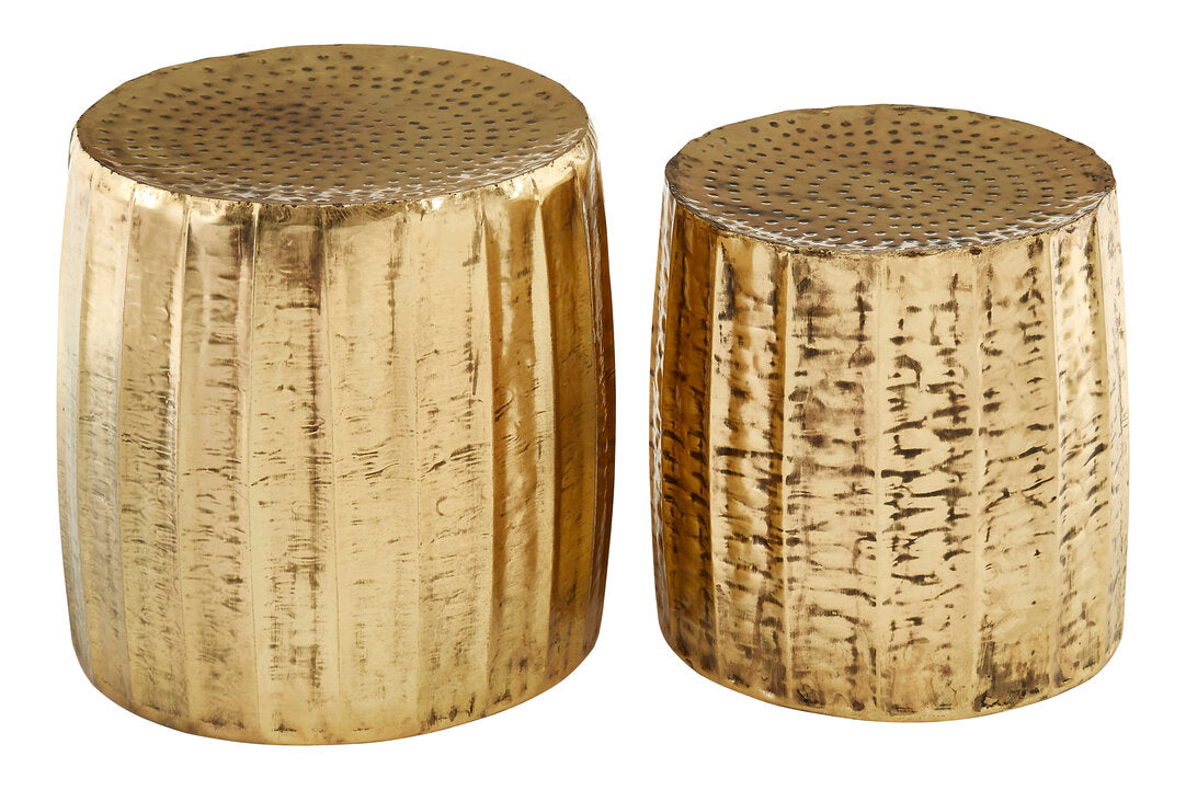 Josiah Antique Brass Finish Side Tables - Set of 2