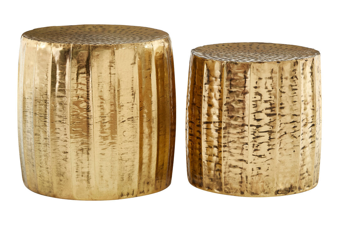 Josiah Antique Brass Finish Side Tables - Set of 2