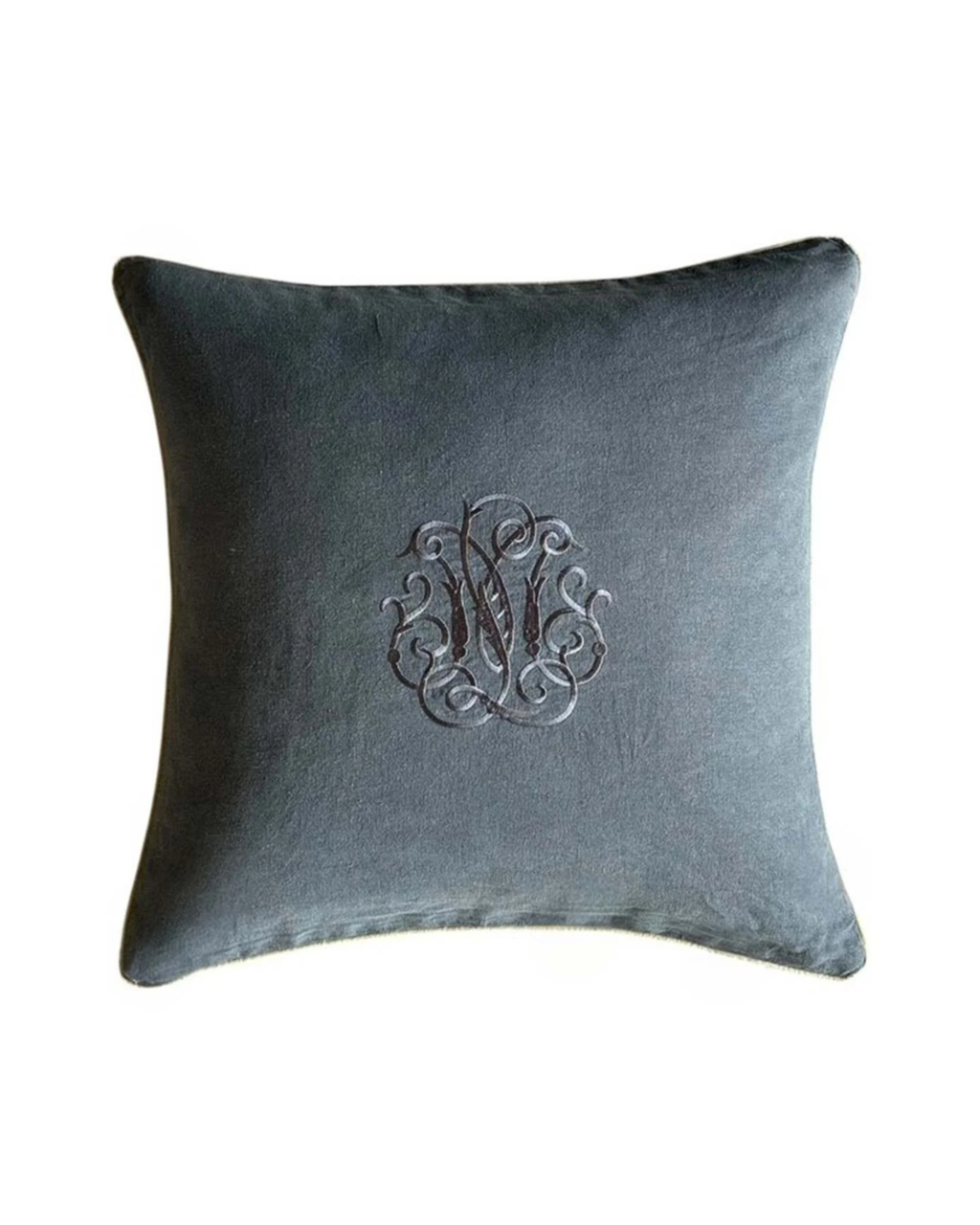 Mariner Emblem Linen Cushion – Charcoal & Taupe